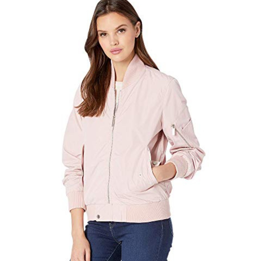 French Connection Pink Bomber Jacket Sz Large NWT!